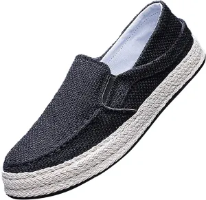 Men's Fashion Canvas Loafer Casual Cloth Shoes Canvas Slip-on Loafers Espadrille Walking Sneakers Moccasins Boat Shoes Lightweight Comfortable Walking Shoes