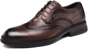 Men's Fashion Derby Shoes Mens Business Formal Oxfords Shoes Breathable Men Casual Leather Shoes(Brown,7)