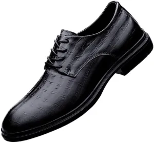 Men's Genuine Leather Oxford Shoes - Lace Up Business Casual Derby Shoes for Comfort and Style