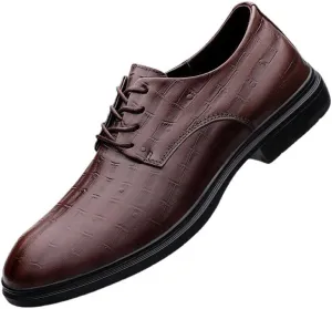 Men's Genuine Leather Oxford Shoes - Lace Up Business Casual Derby Shoes for Comfort and Style
