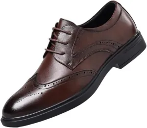 Men's Genuine Leather Oxford Shoes - Modern Low Top Pointed Toe Tuxedo Derby Shoes for Business & Casual Wear