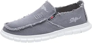 Mens Hands Free Slip-on Loafers Shoes Wide Width Casual Canvas Loafers Shoes Mens Boat Shoes