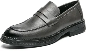 Men's Leather Lace Up Platform Block Heel Business Oxford Shoes Fashion Slip-On Round Toe Casual Work Office Comfortable Business Shoes