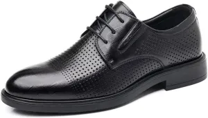Men's Loafers Lace up Anti-Slip Elevator Business Oxfords Slip on Driving Shoes Leather Casual Walking Shoes for Business Wedding
