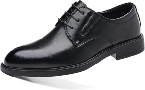 Men's Loafers Lace up Anti-Slip Elevator Business Oxfords Slip on Driving Shoes Leather Casual Walking Shoes for Business Wedding