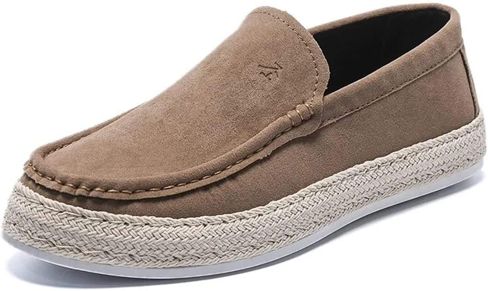 Mens Loafers Round Toe Moccasins Simple Leather Comfortable Flexible Slip Resistant Prom Slip-on