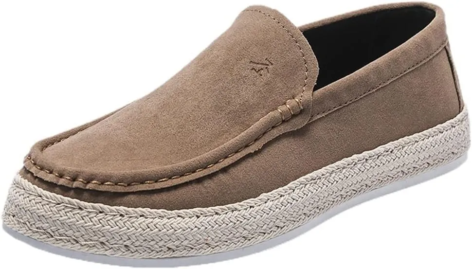 Mens Loafers Round Toe Moccasins Simple Leather Comfortable Flexible Slip Resistant Prom Slip-on