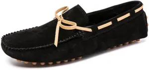 Mens Loafers Round Toe Nubuck Leather Driving Style Moccasins Loafer Comfortable Lightweight Flexible Fashion Slip On