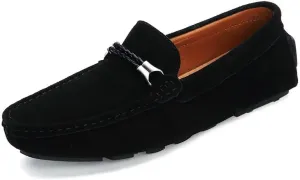 Mens Loafers Shoe Square Toe Nubuck Leather Driving Moccasins Loafers Comfortable Lightweight Flexible Walking Wedding Slip-on