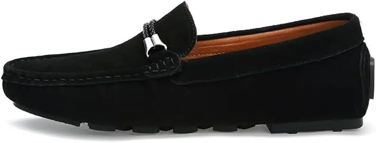 Mens Loafers Shoe Square Toe Nubuck Leather Driving Moccasins Loafers Comfortable Lightweight Flexible Walking Wedding Slip-on