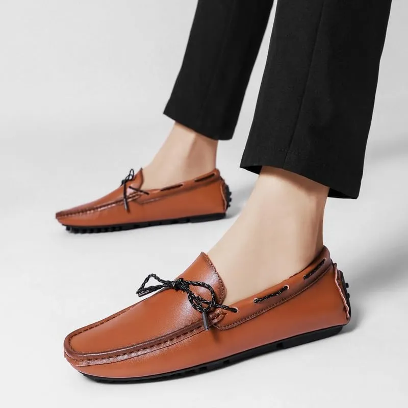 Men's Loafers Shoes Square Toe Vegan Leather Driving Moccasins Boatshoes Flexible Anti-Slip Resistant Prom Slip On