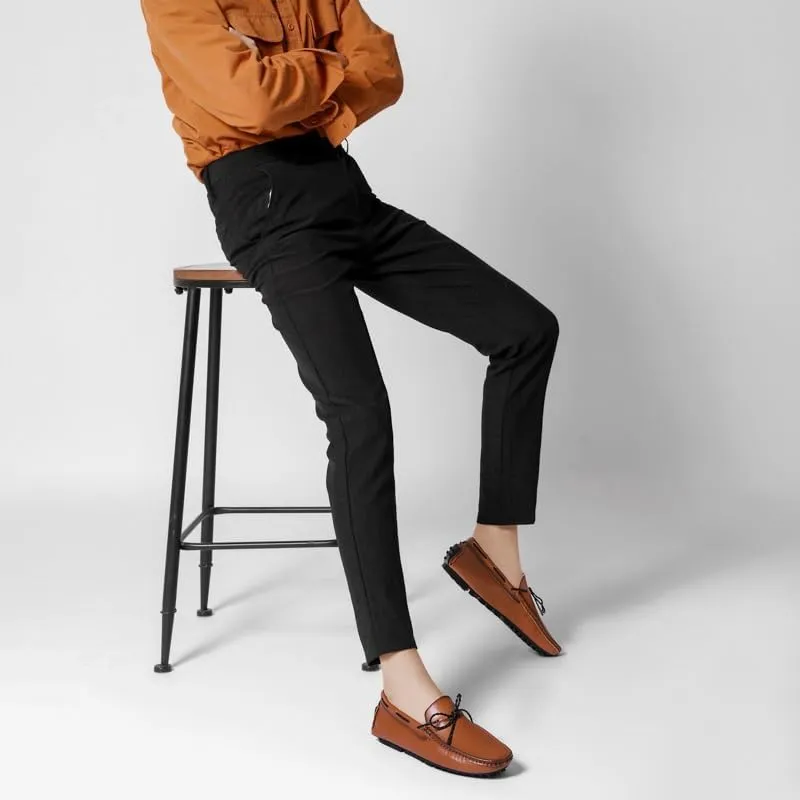 Men's Loafers Shoes Square Toe Vegan Leather Driving Moccasins Boatshoes Flexible Anti-Slip Resistant Prom Slip On