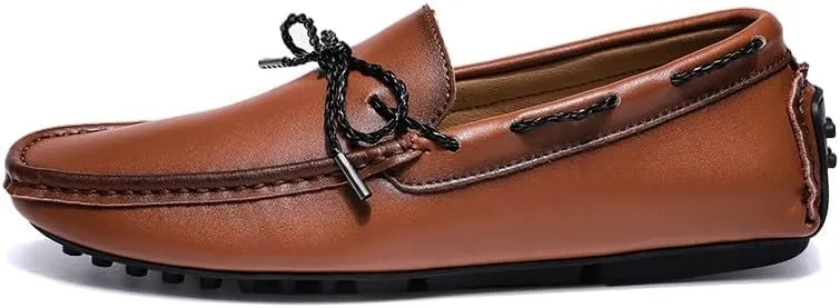 Men's Loafers Shoes Square Toe Vegan Leather Driving Moccasins Boatshoes Flexible Anti-Slip Resistant Prom Slip On