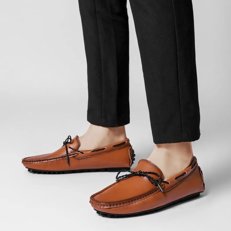 Men's Loafers Shoes Square Toe Vegan Leather Driving Moccasins Boatshoes Flexible Anti-Slip Resistant Prom Slip On