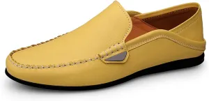 Mens Loafers Simple Moccasins Shoes Leather Lightweight Comfortable Flexible Prom Slip-on