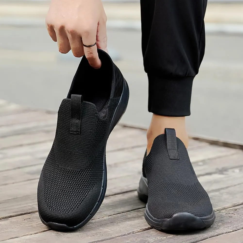 Men's Mesh Slip on Walking Sneakers Running Shoes Athletic Gym Neutral Trainers Casual Non Slip Breathable Socks Shoes