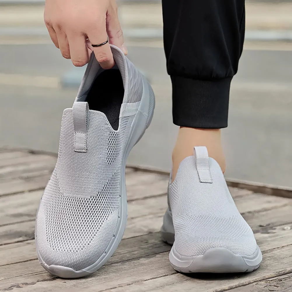 Men's Mesh Slip on Walking Sneakers Running Shoes Athletic Gym Neutral Trainers Casual Non Slip Breathable Socks Shoes