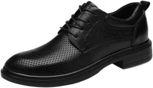 Men's Prom Wedding Breathable Shoes Mens Hollow Lace-up Oxford Leather Fashion Dress Shoes Comfort Soft Sneakers Business Casual New Shoe