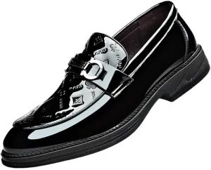 Men's Slip On Classic Formal Business Oxfords Shoes Mens Shiny Patent Leather Dress Shoes