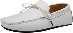 Men's Square Toe Loafers - Faux Leather Driving Moccasins, Slip-Resistant & Flexible Boat Shoes, Comfortable Anti-Slip Flat Heel for Casual & Party Wear