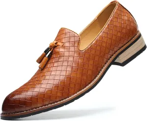 Men's Tassel Loafers Formal Dress Shoes Comfy Slip-on Flats Fashion Wedding Guest Moccasin Shoes