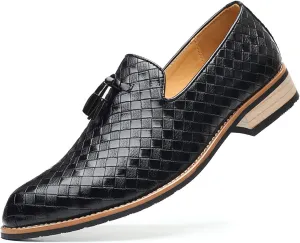 Men's Tassel Loafers Formal Dress Shoes Comfy Slip-on Flats Fashion Wedding Guest Moccasin Shoes