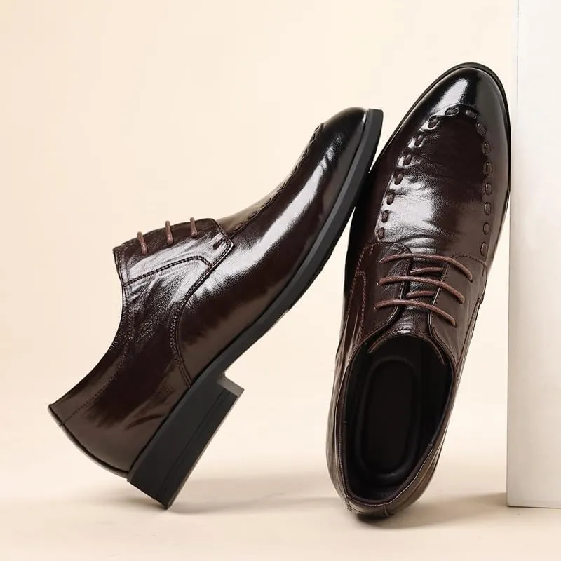 Men's Vintage High Gloss Dress Shoes Men Classic Pointed Toe Gradient Design Tuxedo Oxford Shoes