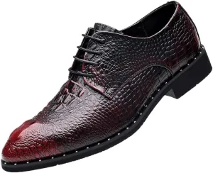 Modern Leather Business Casual Scale Pattern Formal Shoes Lace Up Oxford Shoes
