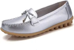 Momuk Women's Penny Loafers Leather Driving Moccasins Slip On Boat Shoes Fashion Comfort Flats