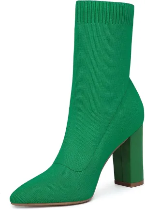 Mousse FIT Womens Minimalist Pointed Toe Chunky Heeled Ankle Boots