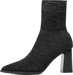 Mousse FIT Womens Minimalist Pointed Toe Chunky Heeled Ankle Boots