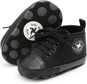 Newborn Baby Girls Boys Canvas Shoes Infant Soft Sole Slip On First Walkers Sneaker Toddler Flat Loafers High Top Crib Denim Unisex Moccasins Shoe