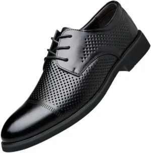Oxford Shoes for Men Summer Genuine Leather Lace Up Tuxedo Dress Shoes Comfort Breathable Wedding Derby Shoes