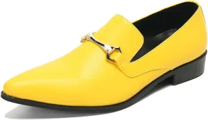 Santimon Men's Loafers Slip-Ons Dress Casual Business Penny Loafers Prom Wedding Tuxedo Business Smoking Summer Gold Chain Party Shoes for Boy