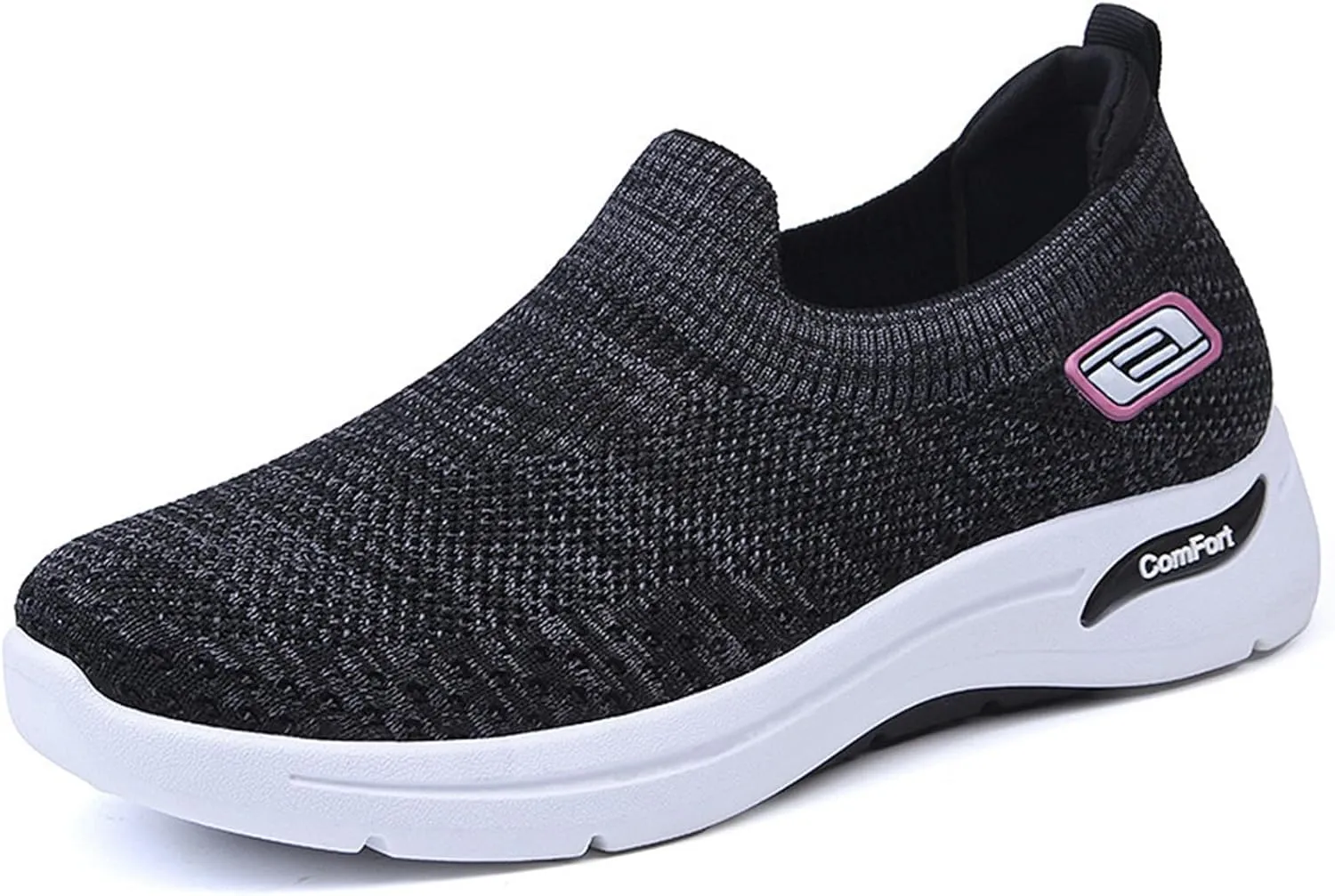 Slip On Orthopedic Sneakers for Women Breathable Mesh Woven Low Top Walking Shoes Wide Width Soft Sole Arch Support Shoe Comfy Work Walking Shoes Lightweight Tennis Sneaker