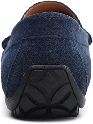 Smoking Loafer for Men Genuine Leather Stitching Details Round Toe Suede Vamp Penny Loafer Rubber Sole Lightweight Resistant Anti-Slip Flexible for Any Attire