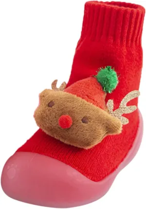 Sock Shoes Toddler,Christmas Infant Baby Boys Girls Cartoon Ears Floor Socks Non Slip Baby Step Shoes Socks Booties
