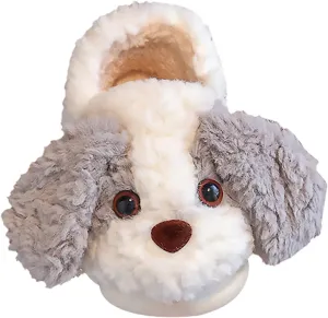 Toddler Cartoon Puppy Cotton Slippers,Girls Boys Cute Indoor Plush Cozy Soft Warm Fluffy Slip-on Home Slipper
