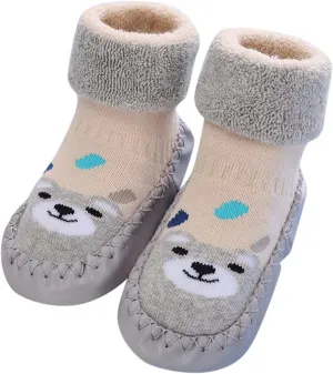 Toddler Girl Shoes,Autumn Winter Baby Shoes Cute Rabbit Bear Cartoon Children Cotton Warm Soft Non Slip Floor Boots