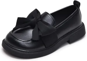 Toddler Girls Dress Shoes Comfort Bowtie Princess Oxford Style School Uniform Shoes Loafer Flats
