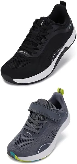 WHITIN Women's Wide Zero Drop Running Shoes Black Size 7  Little/Big Kids Wide Zero Drop Running Shoes Grey Size 11