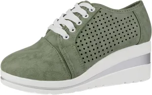 Women Roman Large Size Hollow Out Wedges Height Increasing Casual Shoes Men Casual Shoes Boots (Green, 7)