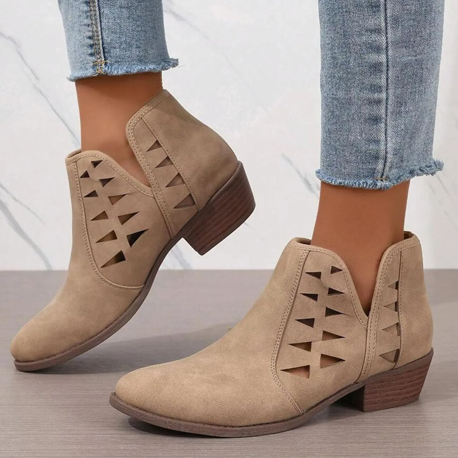 Women's Dressy Ankle Boots Fashion Boots Ankle Booties Casual Flcok Pointed Toe slip on Design lightweight Ankle Boot