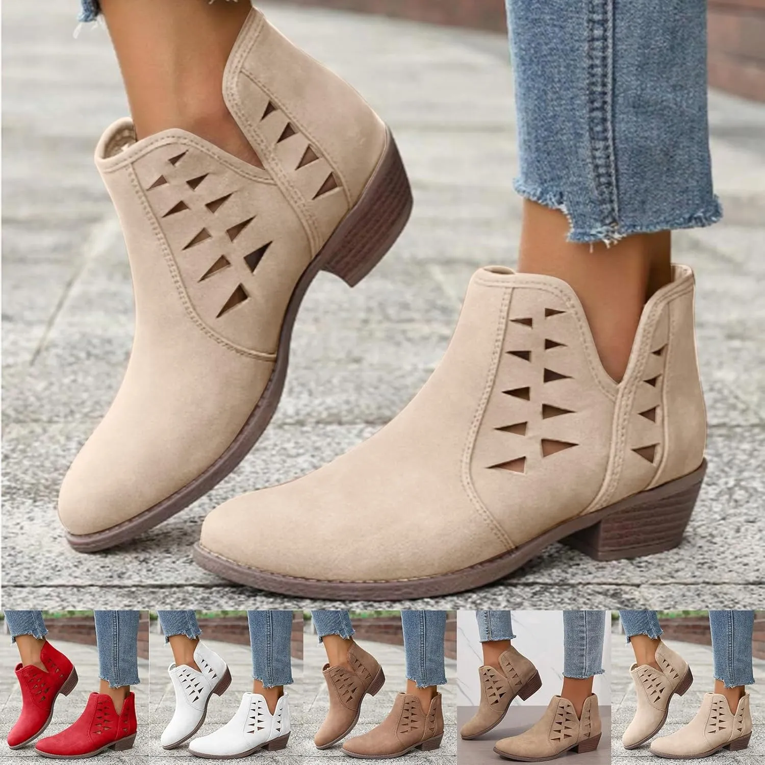 Women's Dressy Ankle Boots Fashion Boots Ankle Booties Casual Flcok Pointed Toe slip on Design lightweight Ankle Boot