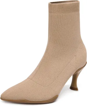 Womens Minimalist Pointed Toe Ankle Boots (Apricot, Adult, Women, 9, Numeric, US Footwear Size System, Medium)