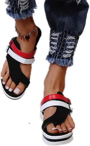 ZBYY Ring Open Toe Sandals for Women,Slip On Beach Casual Flip-Flops Slippers Summer Comfort Ankle Buckle Sandals