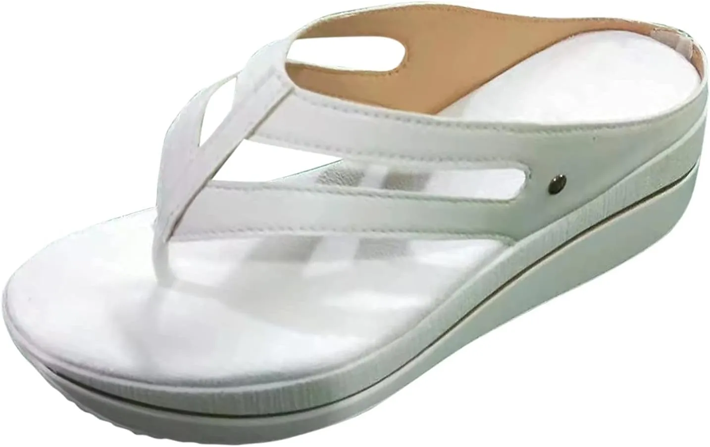 ZBYY Womens Wedge Thong Slides Summer Outdoor Slippers Slip-On Flip Flop Casual Flat Sandals Beach Dress Wedge Sandals